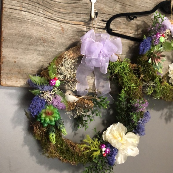 Straw spring wreaths 🍄 mushroom moss cottage core succulents bird - Picture 10 of 14
